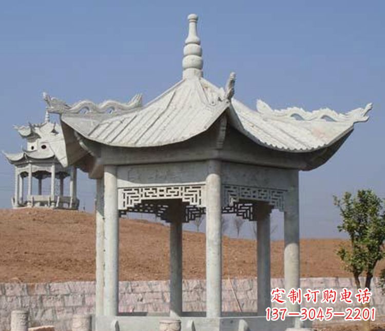南通精美大理石六角凉亭石雕