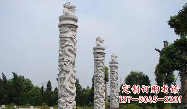 南通精美大理石龙柱雕塑