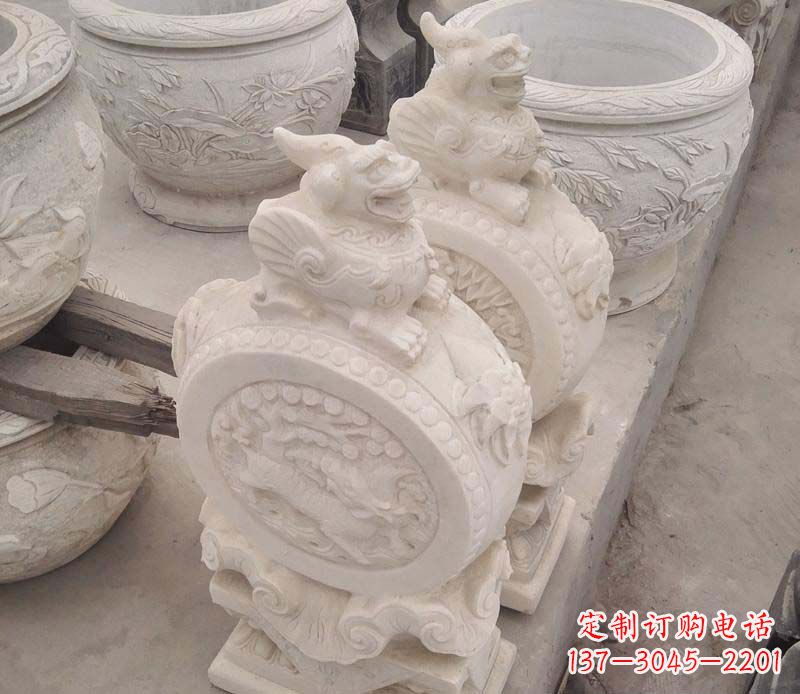 南通大理石貔貅抱鼓石雕塑