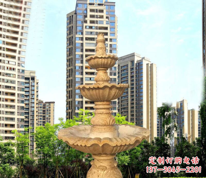 南通大理石三层喷泉公园石雕 (2)