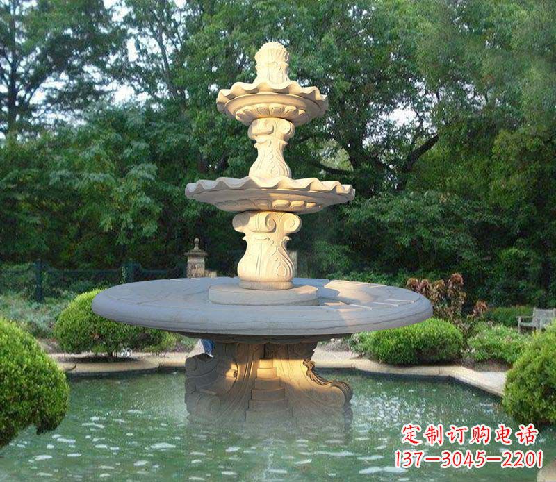 南通大理石三层喷泉雕塑