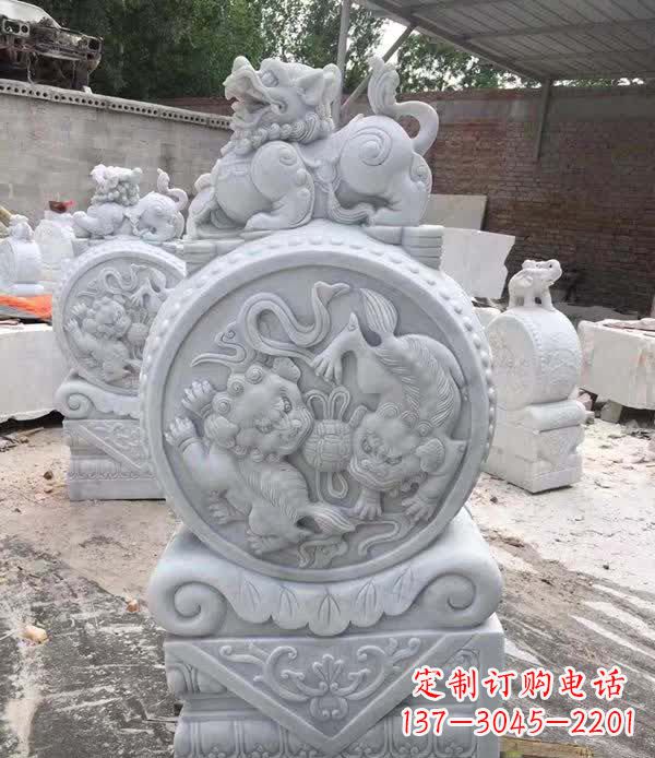 南通大理石狮子抱鼓石雕塑