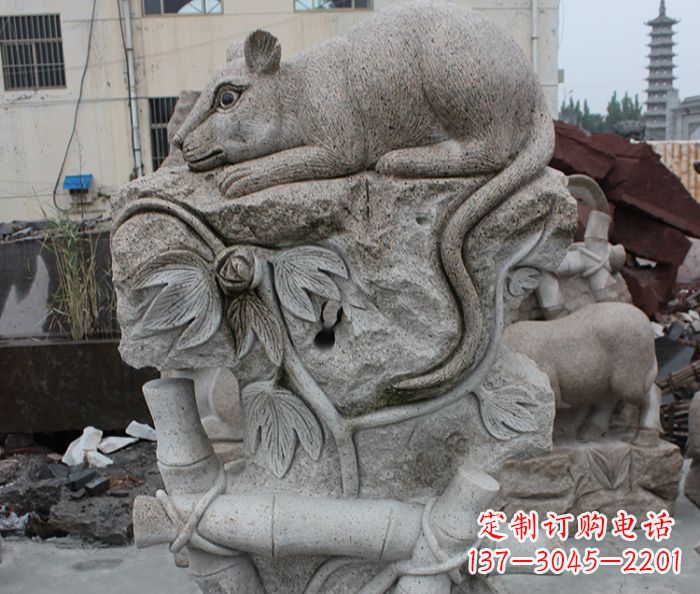南通大理石生肖鼠石雕