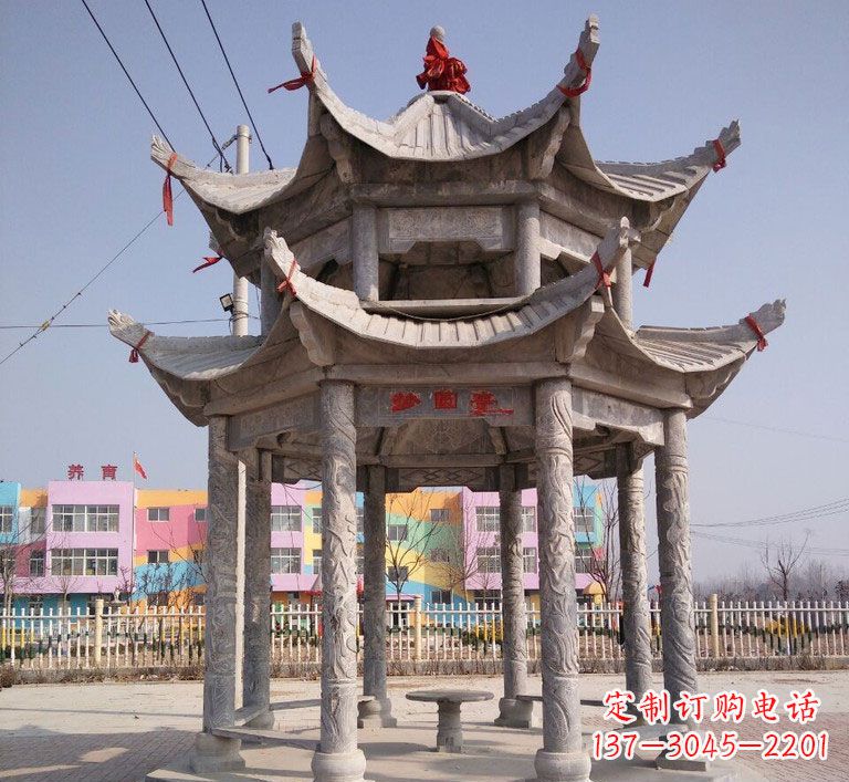 南通大理石双层八角凉亭广场石雕