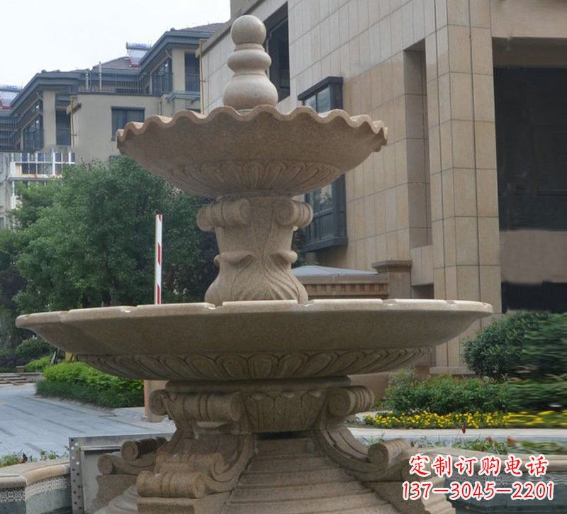 南通简约双层大理石喷泉雕塑