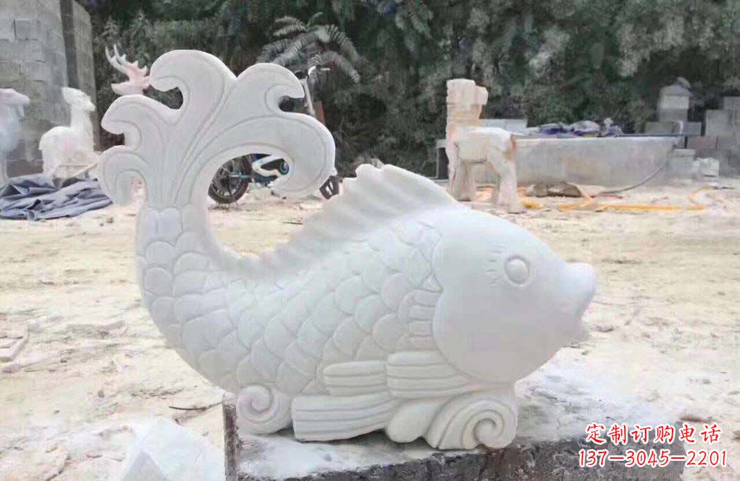 南通大理石鱼喷泉雕塑装置