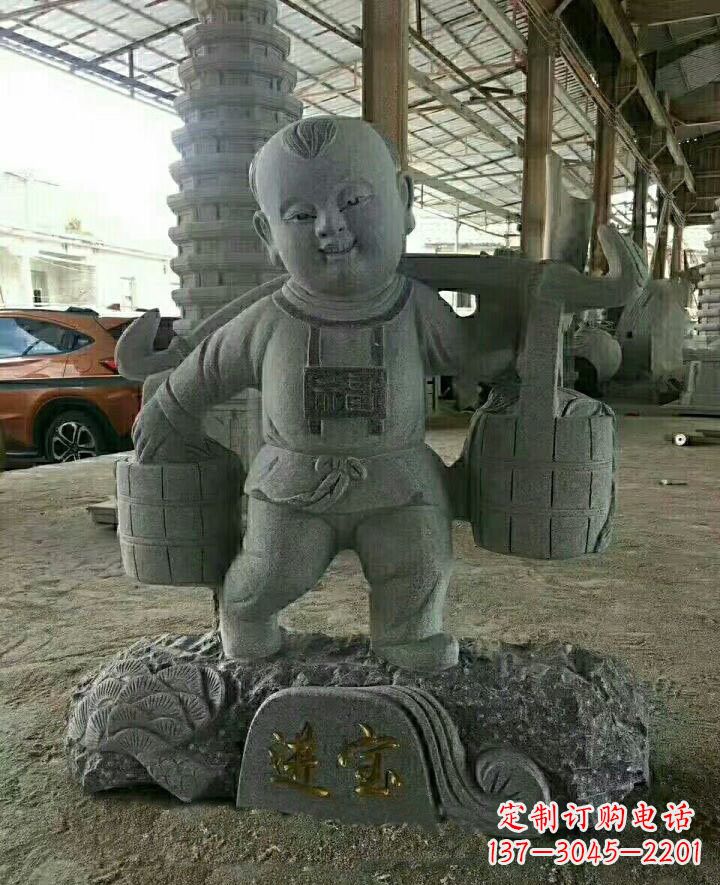 南通装点童年的大理石招财进宝儿童雕塑