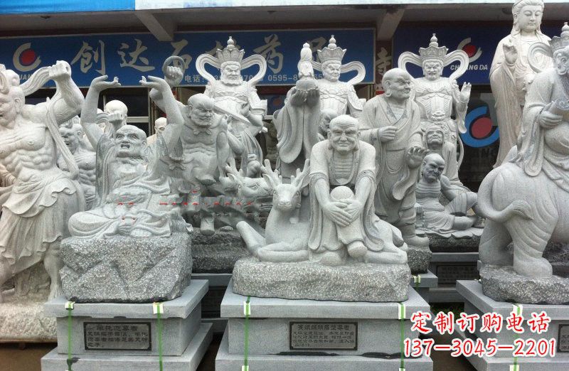 南通大理石坐式罗汉禅修雕塑
