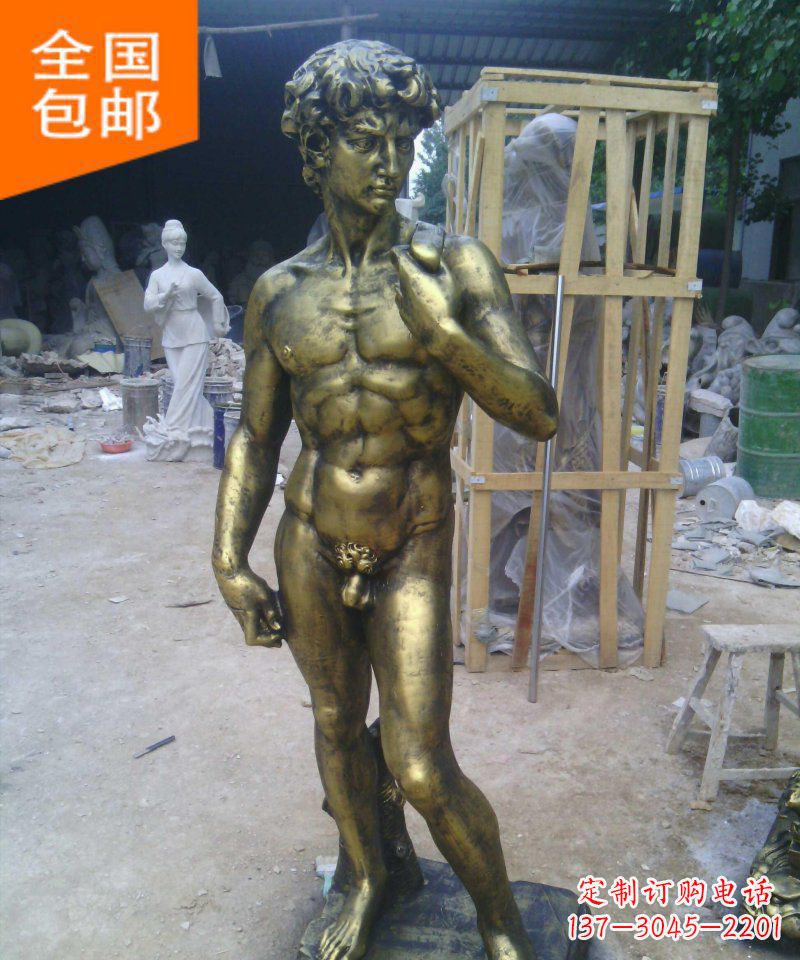 南通大卫玻璃钢仿铜西方人物雕塑