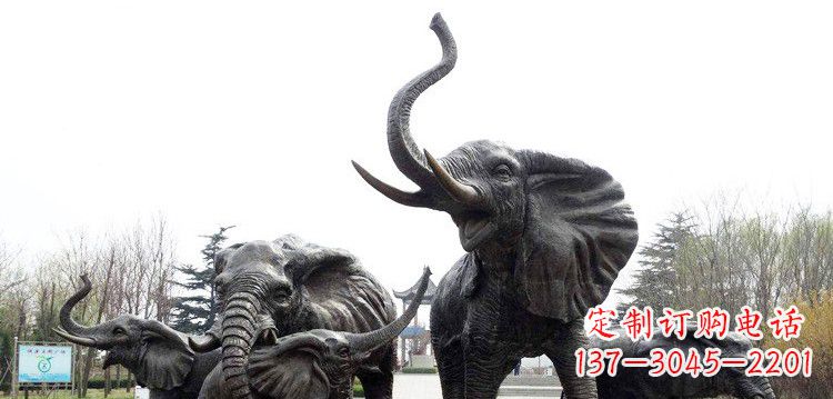 南通浓情大象群铜雕景观