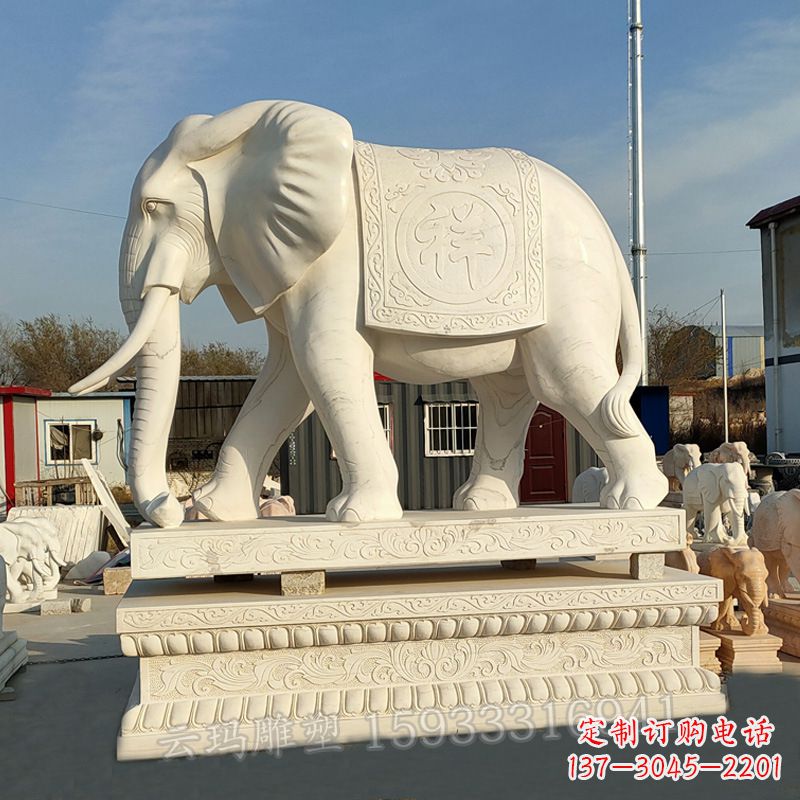 南通精致大象石雕雕塑