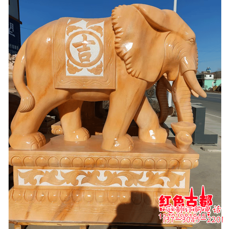 南通大象头影背墙石雕