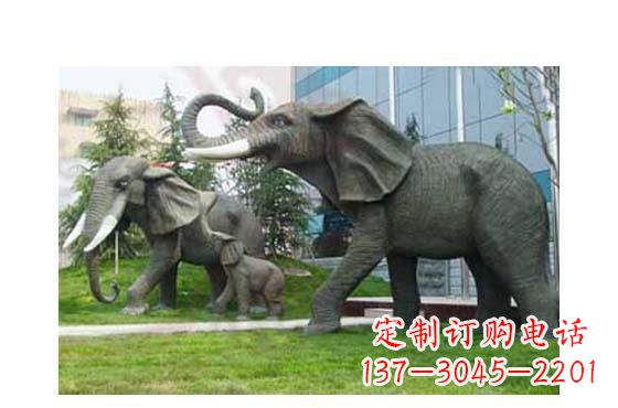 南通精美铜雕大象一家三口