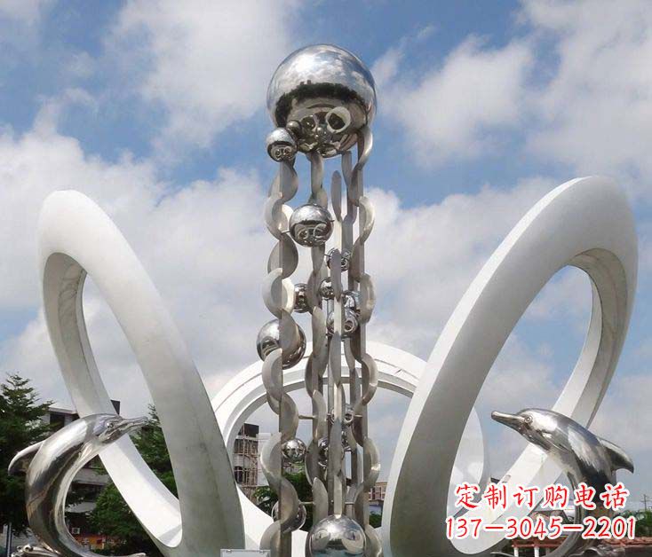 南通精致不锈钢海豚雕塑