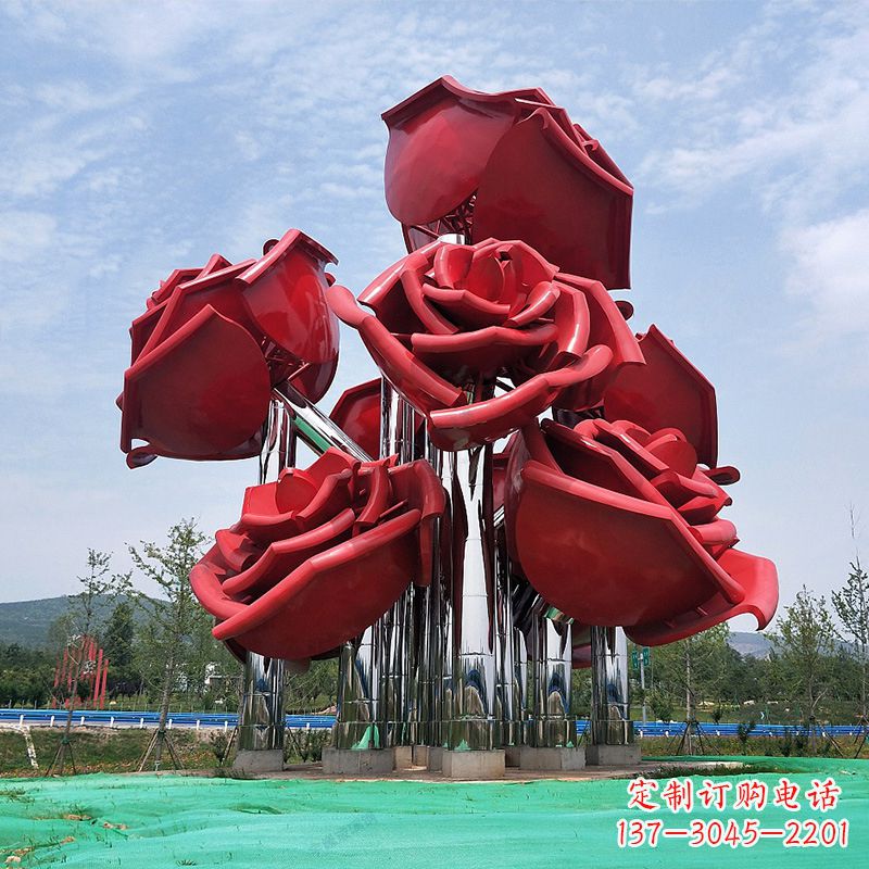 南通精美不锈钢玫瑰花景观雕塑