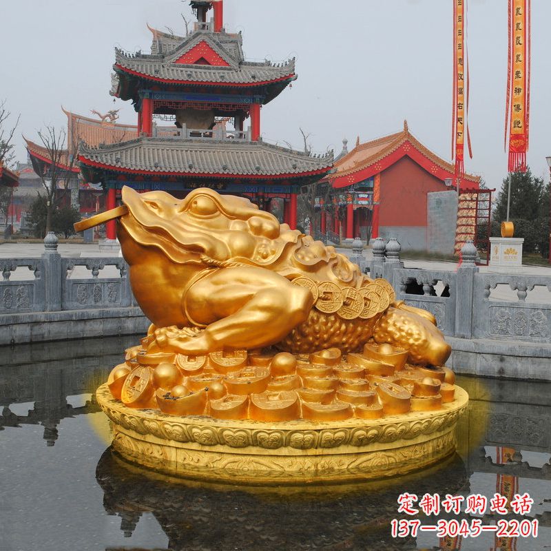 南通大型鎏金金蟾景区水景神兽动物雕塑
