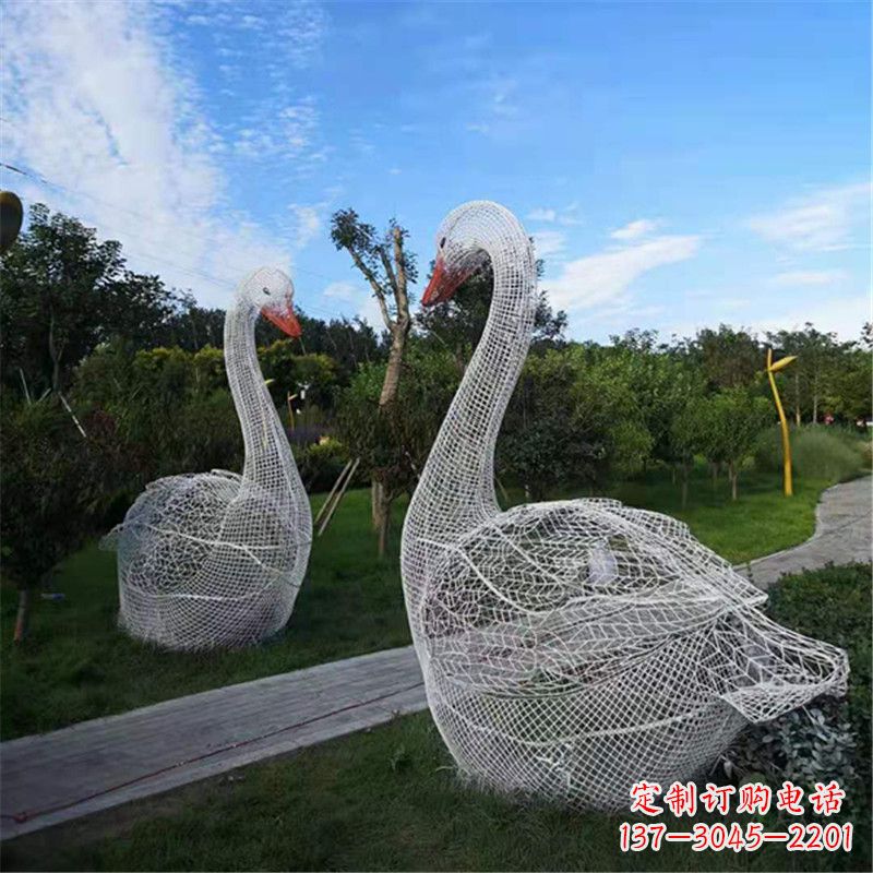 南通梦幻般的大型网格天鹅景观动物雕塑