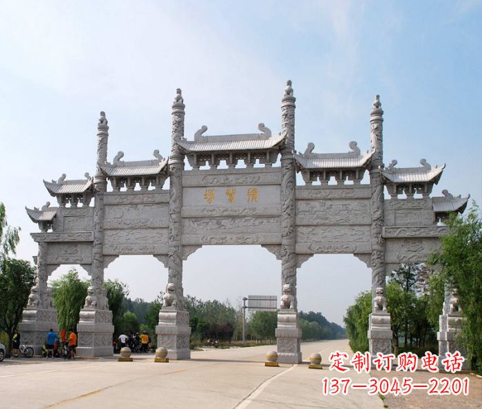 南通大型五门道路石雕牌坊定制
