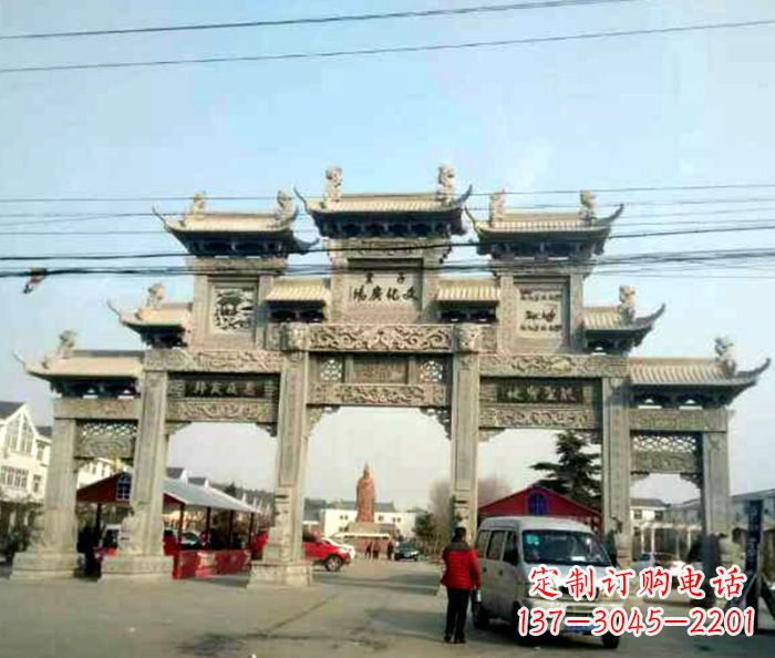 南通大型五门石雕牌坊 (3)