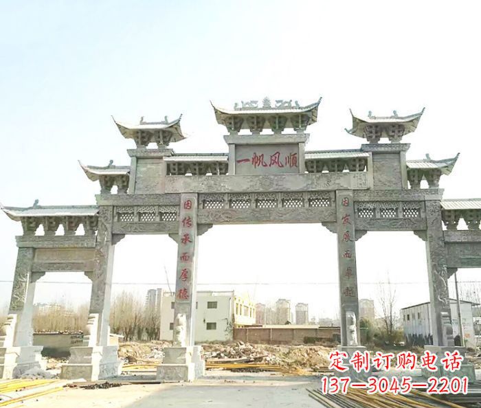南通别具一格的大型五门石雕牌楼