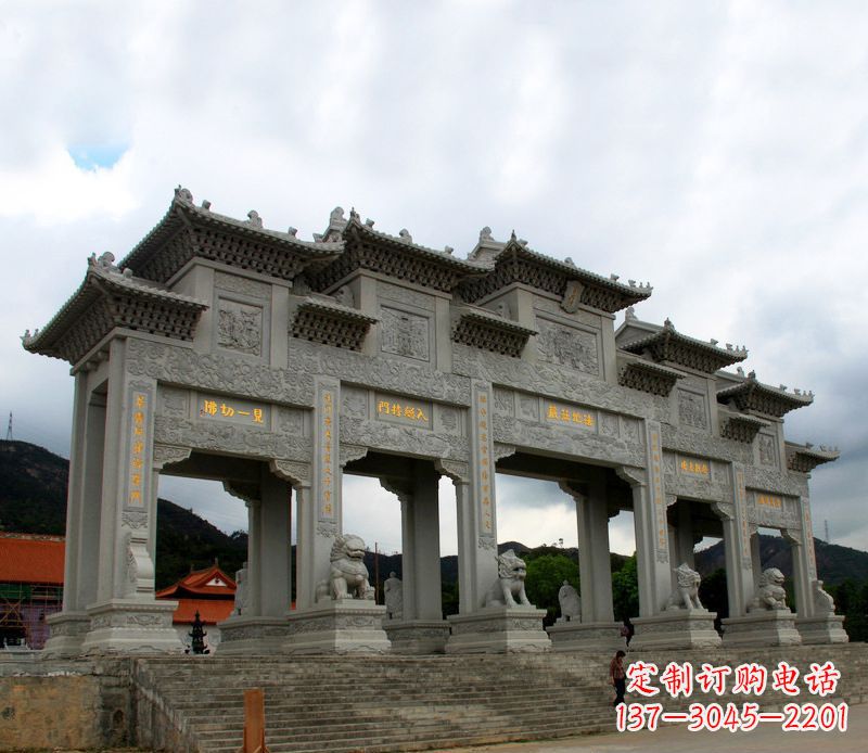 南通大型五门石雕牌楼雕塑 