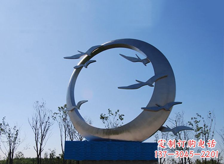 南通大雁不锈钢景观标识,公园鸟类创意雕塑