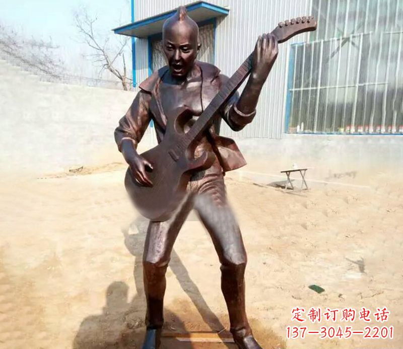 南通精致细腻的铜吉他雕塑