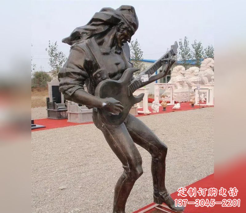 南通弹吉他广场小品人物铜雕
