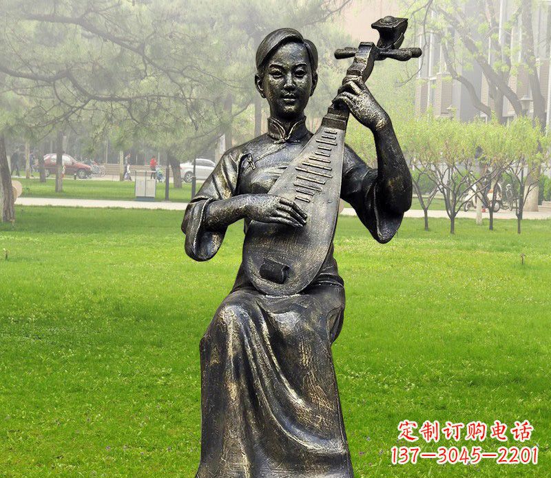 南通高质量青铜人物弹琵琶雕塑