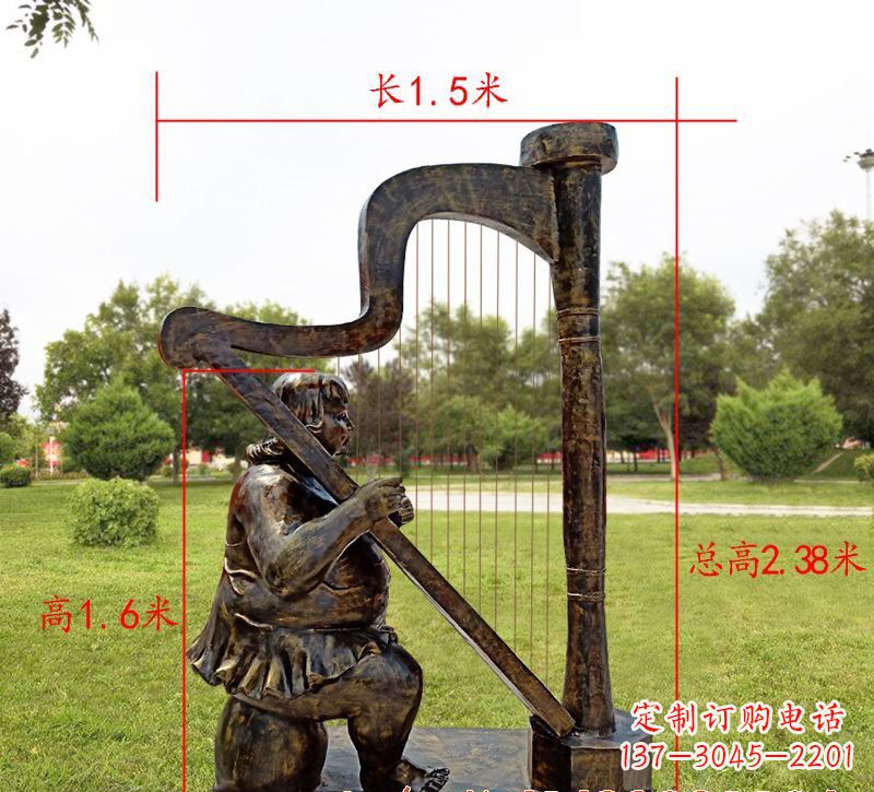 南通手工铜制竖琴雕塑