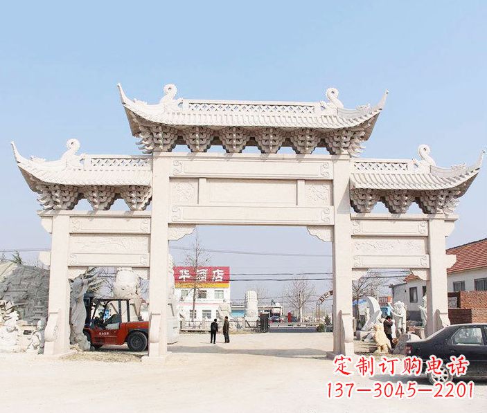 南通道路三门石牌坊石雕 (2)