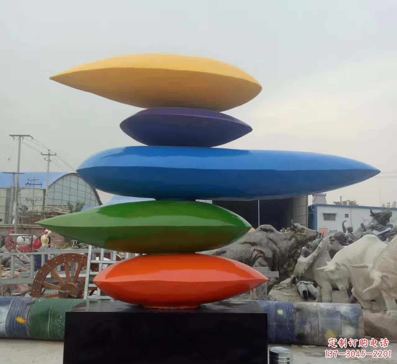 南通叠罗汉不锈钢彩色水滴雕塑