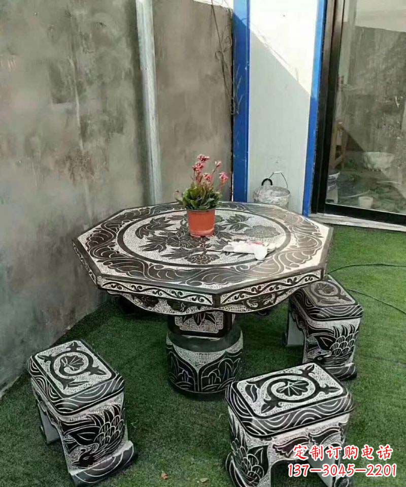 南通多边形石头桌凳雕塑