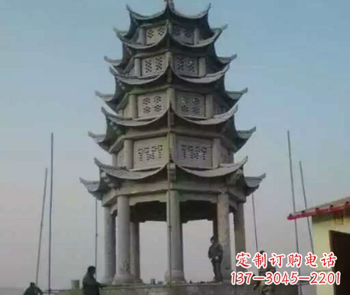 南通精美绝伦的多层凉亭石雕