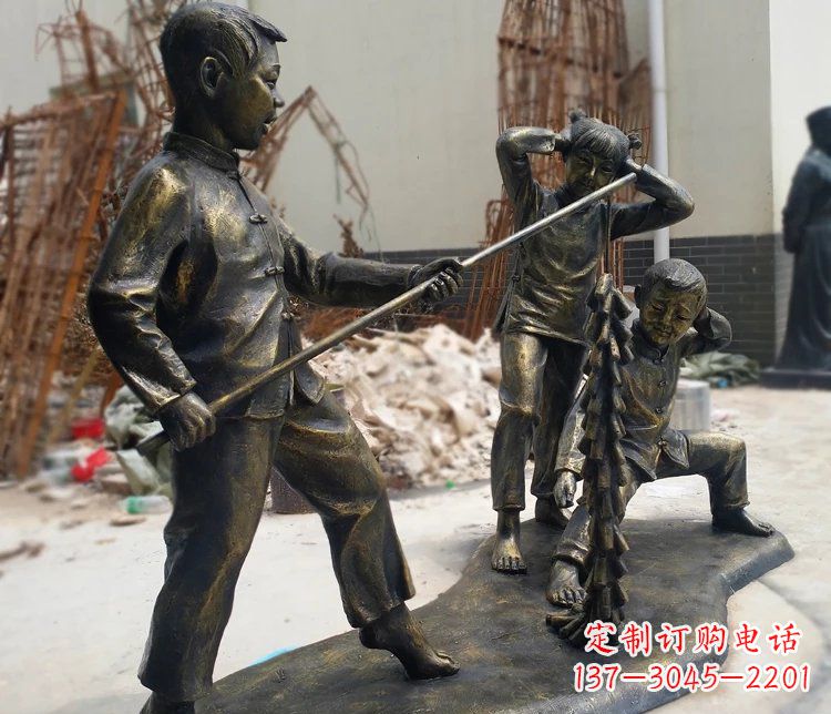 南通儿童放鞭炮庭院景观铜雕摆件