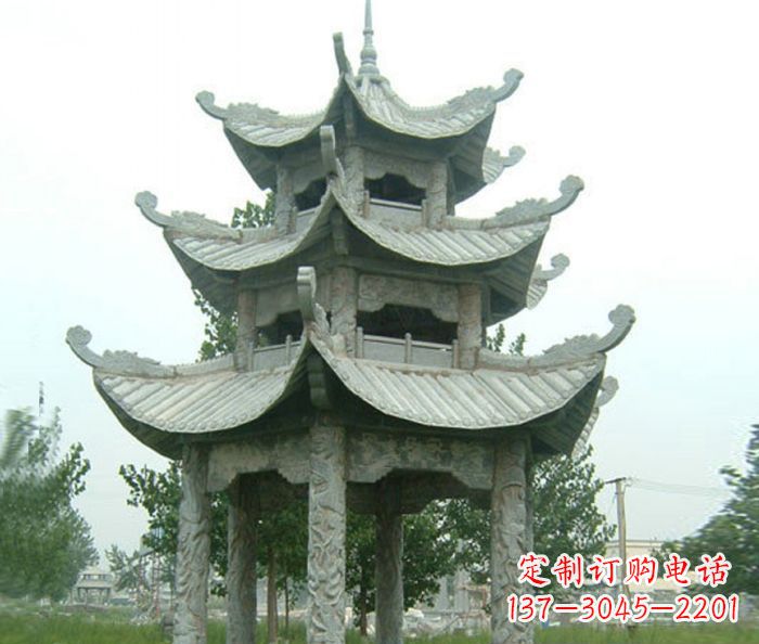 南通仿古多层石雕凉亭