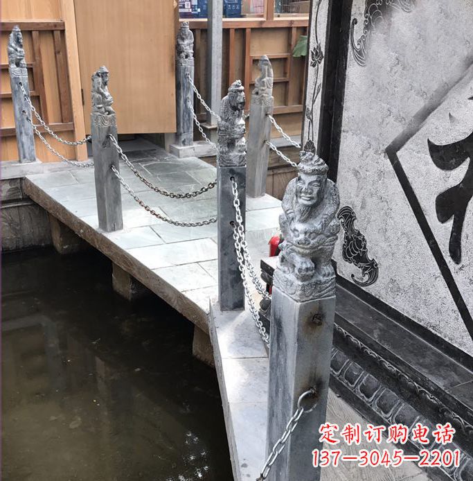 南通典雅传统的仿古胡人拴马石栏杆雕塑