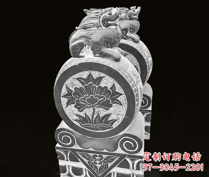 南通传统麒麟雕塑石门墩