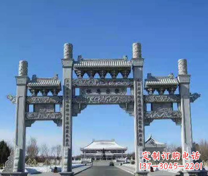 南通领雕仿古三门石牌坊