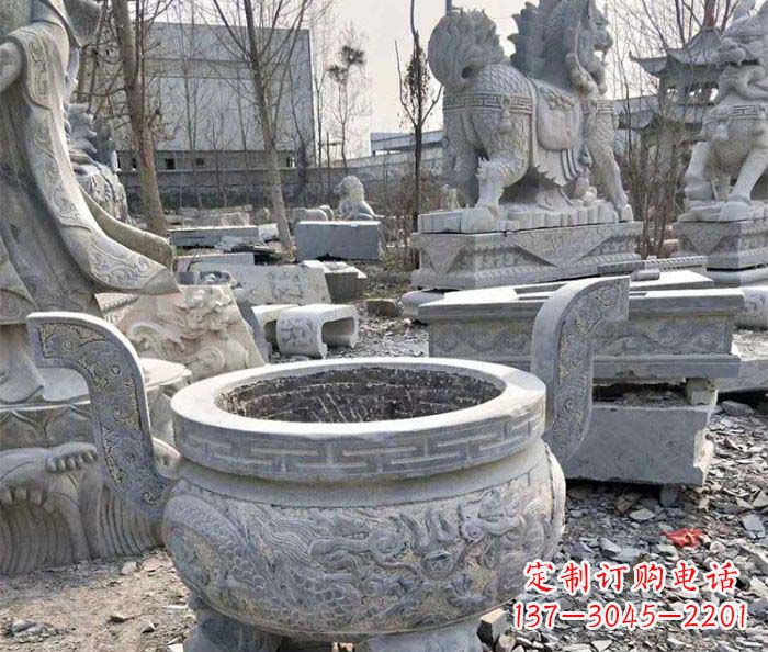 南通仿古三足香炉石雕_1