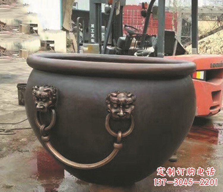 南通非凡形态的铜雕狮子头水缸