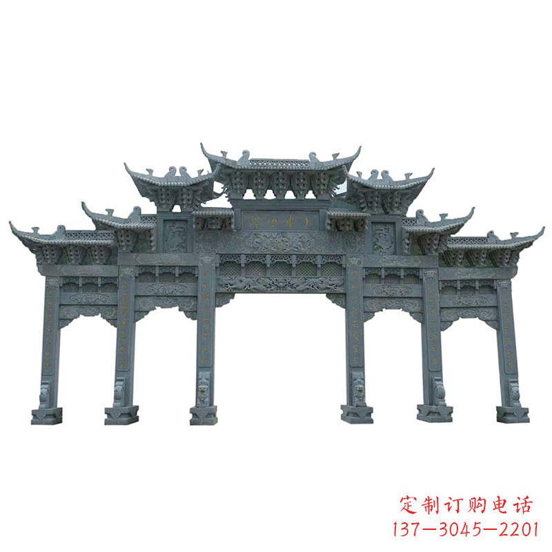 南通仿古石雕牌楼五门石牌坊