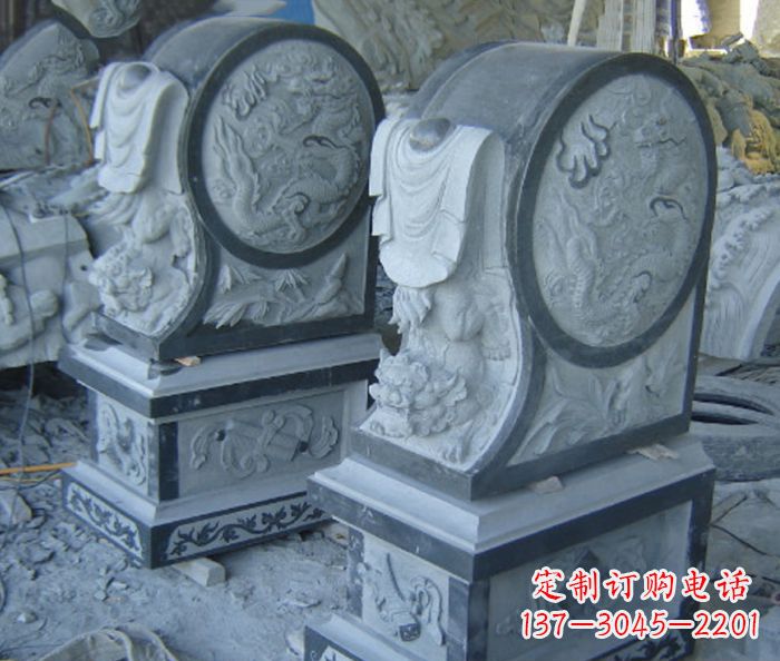 南通仿古石门墩招财抱鼓石雕塑