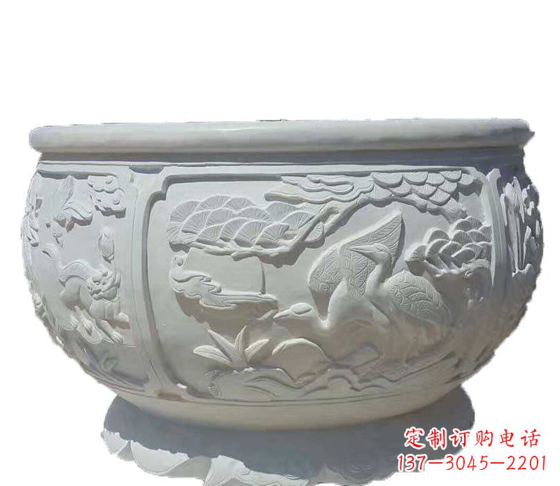 南通精美仿古鱼缸石雕花盆雕塑