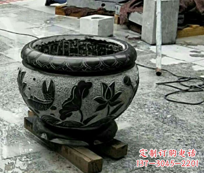 南通精美仿古招财水缸石雕