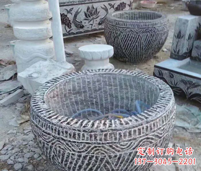 南通精美仿古石雕水缸