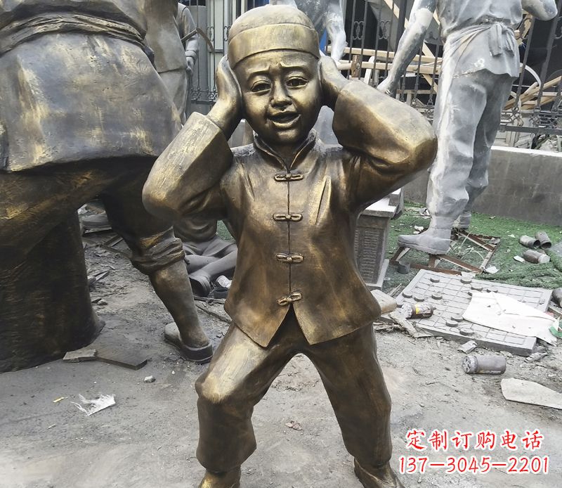 南通儿童放鞭炮铜雕