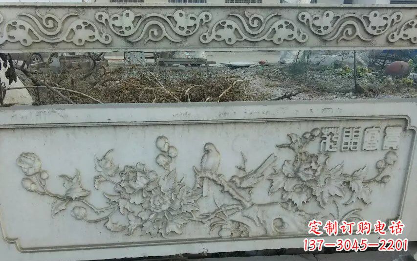 南通中领雕塑手工制作富贵花开石浮雕栏板