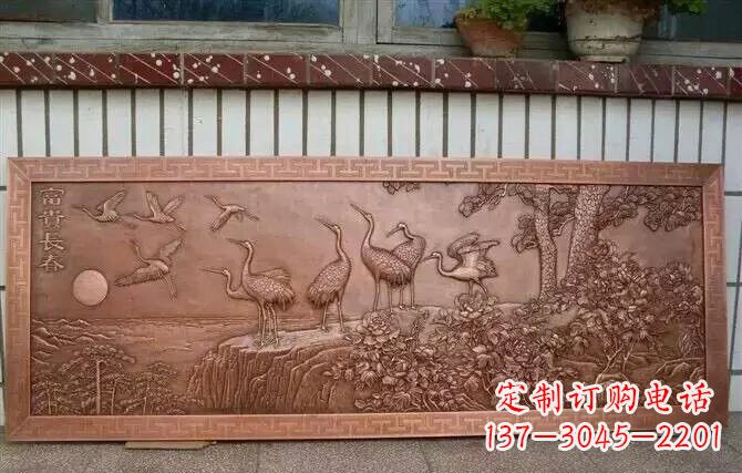 南通富贵仙鹤浮雕锻铜雕塑