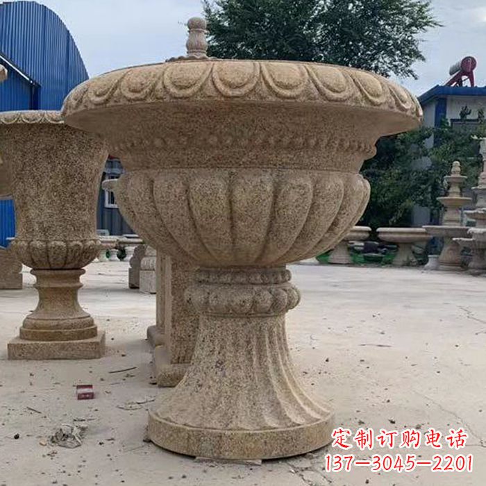 南通优雅高墩欧式石雕花盆